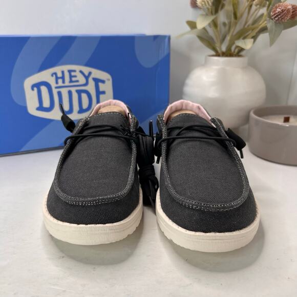 Hey Dude Wendy Chambray Slip On Lightweight Shoes Off Bkack Women's 5 NWB - Picture 2 of 10